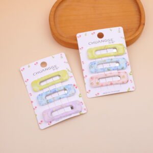 Pequeña flor hueca cubierta de cuero rectangular BB clip3pcs