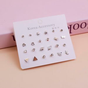 Pendientes de botón hipoalergénicos de la serie Silver 12pcs-9