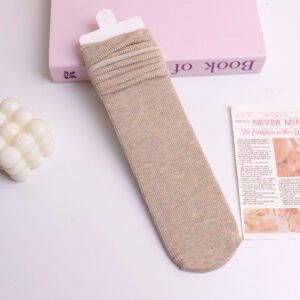 Medias de mujer holgadas rayadas de café gris