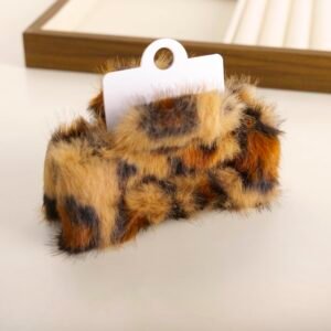 Pinza de pelo cuadrada de leopardo