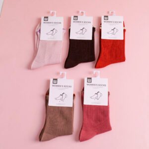 Calcetines de media pantorrilla para mujer de color liso de encaje