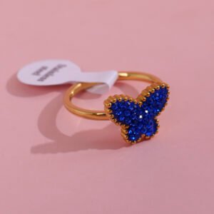 Anillo de moda de mariposa de cristal de colores