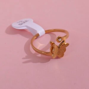 Anillo de moda de mariposa de oro