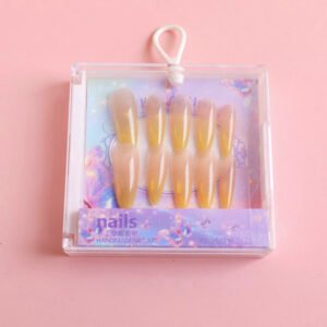 Uñas postizas de presión con impresión de ojos de gato largo Flip-Top ZJ1019