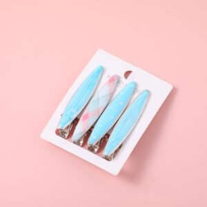 Blue Polka Dot Hair Clip Set 4pcs 6cm