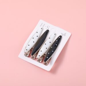 Black Polka Dot Hair Clip Set 4pcs 6cm