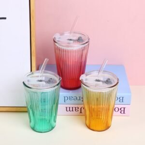 Vaso con pajita de colores 480ml