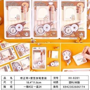 Cinta Correctora + Notas Adhesivas + Juego de Bolígrafos XX-8281