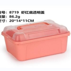 Caja de almacenamiento base rojo coral con tapa transparente 8719