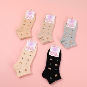 Teddy Bear Letter Embroidered Women's Mid-Calf Socks – 30