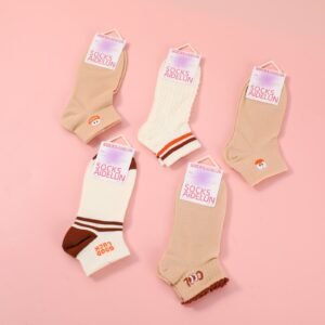 Solid Color Cartoon Embroidered Women's Mid-Calf Socks – 48