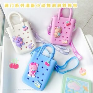 bolsa de hombro perforada de animales lindos