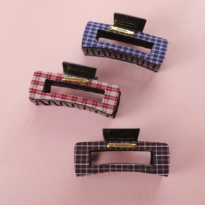 Plaid Square Hair Claw 13cm