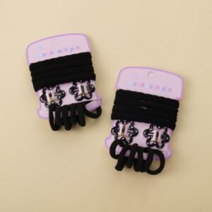 Black Flower Hair Clip Hair Tie 12pcs
