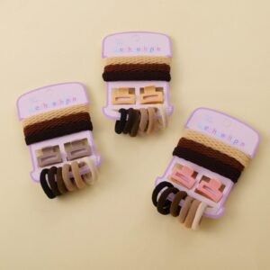 Coffee Rectangle Mini Claw Hair Tie Set 12pcs